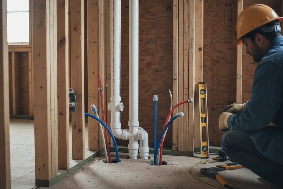 Drain and supply rough-in during Sump Pump Repair in Morongo Valley