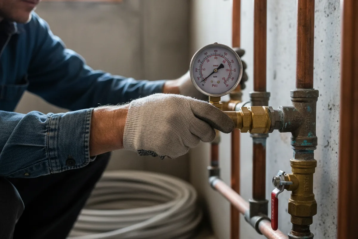 Pressure testing a repaired line during Water Line Repair in Morongo Valley